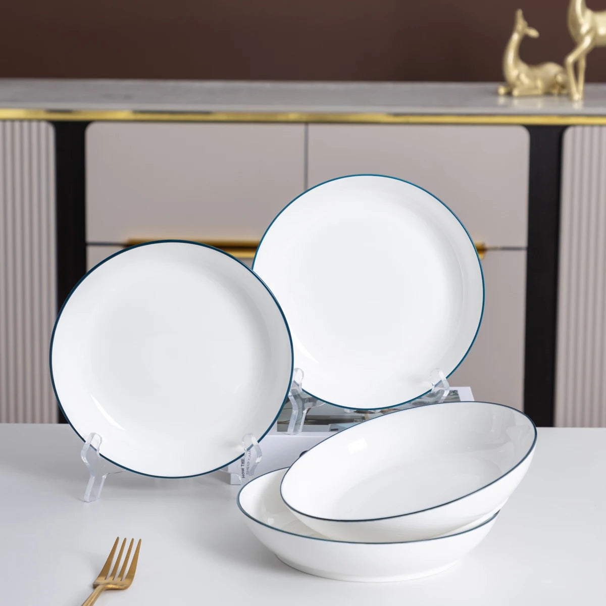 Juego de Vajilla de Porcelana – 8 Piezas de Cerámica Elegante