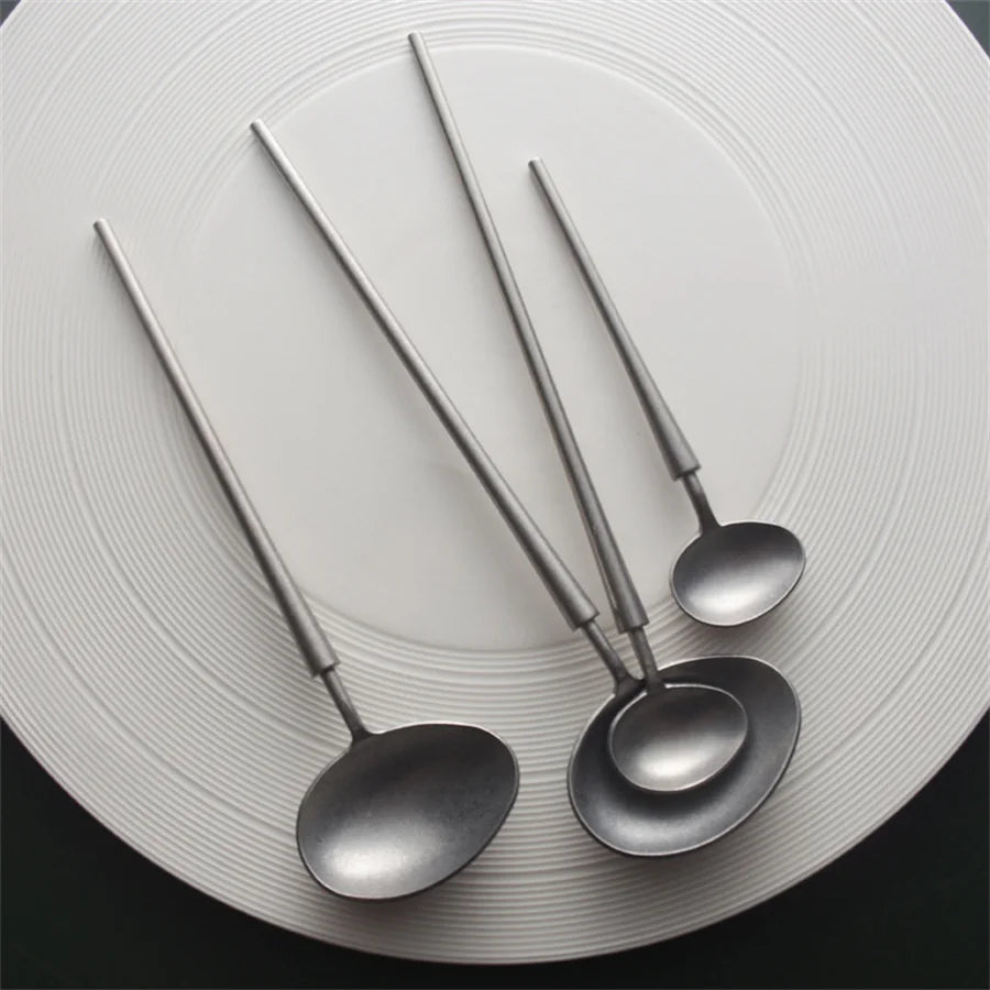 Cuchara de Acero Inoxidable Vintage Japonesa – Diseño Creativo 304