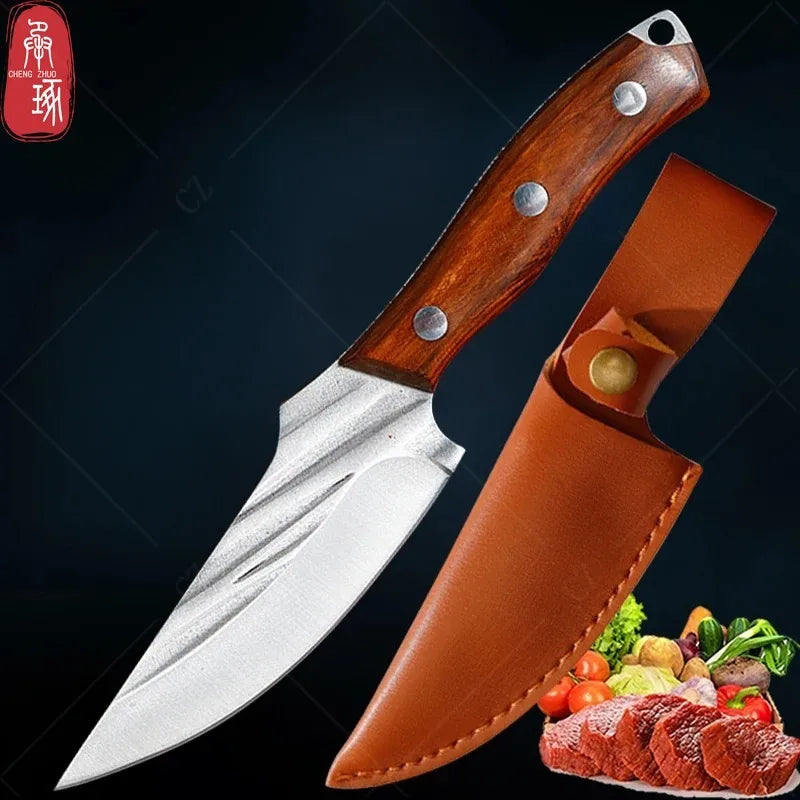 Cuchillo de Carnicero Forjado – Acero Inoxidable, Mango de Madera, Full Tang - 369 view
