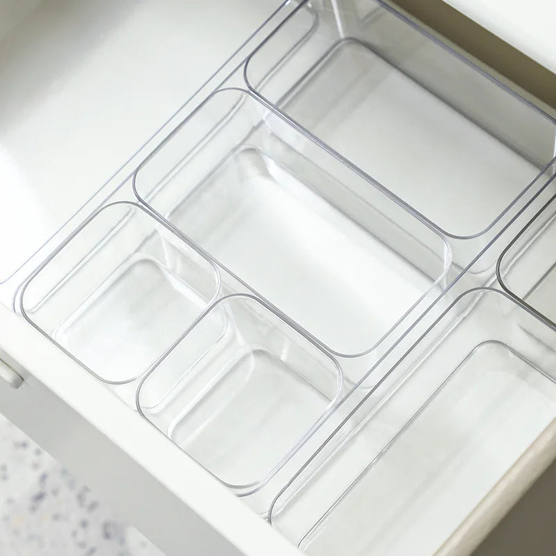 Caja Organizadora Transparente de Plástico – Almacenamiento para Escritorio y Tocador