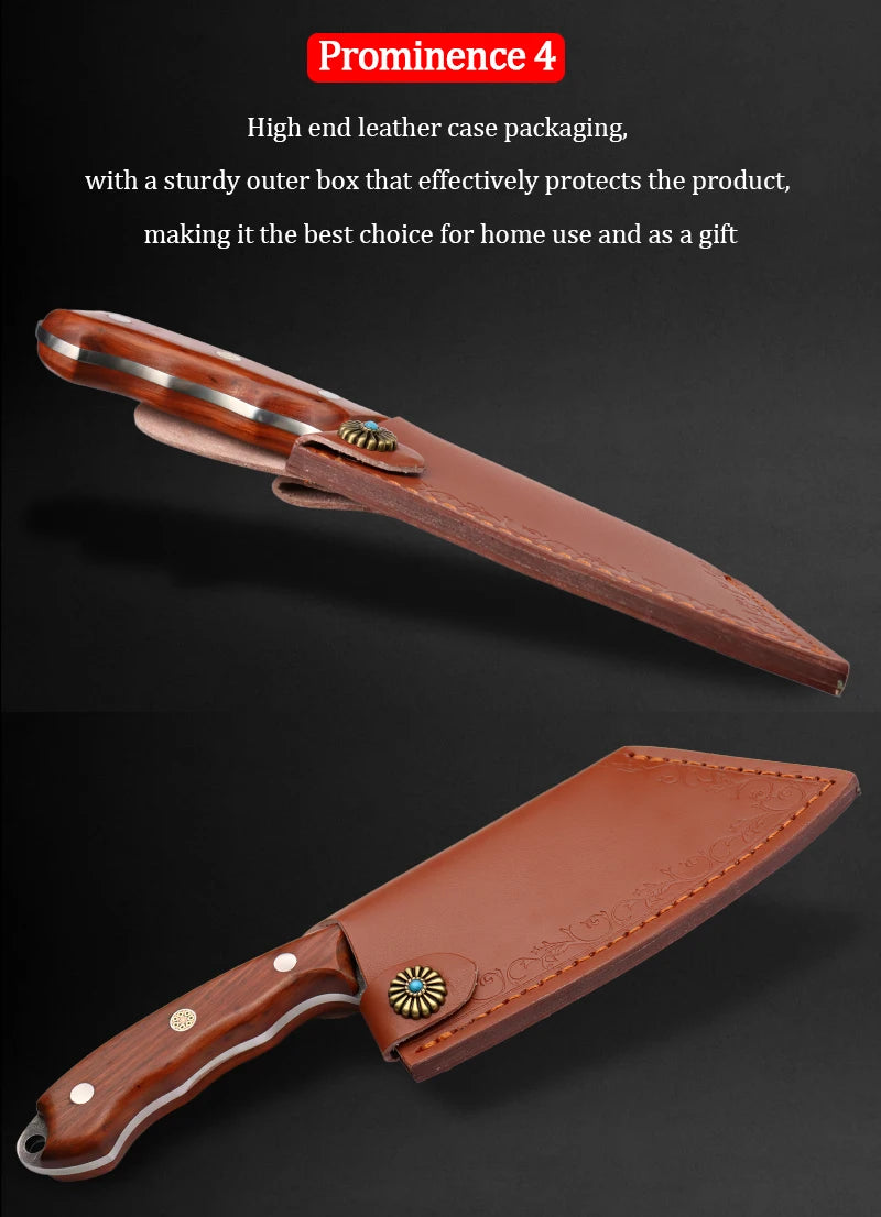 Cuchillo de Carnicero Forjado – Mango de Madera, Ideal para Cortar y Deshuesar Carne - 369 view