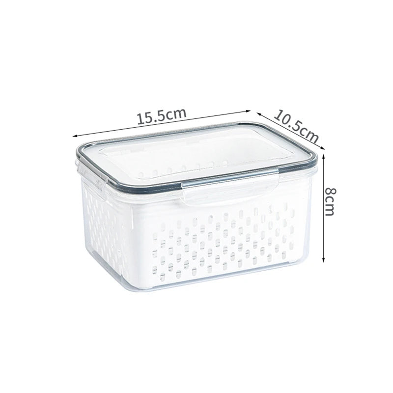 Caja de Almacenamiento para Refrigerador con Drenaje – Organizador de Frutas y Verduras