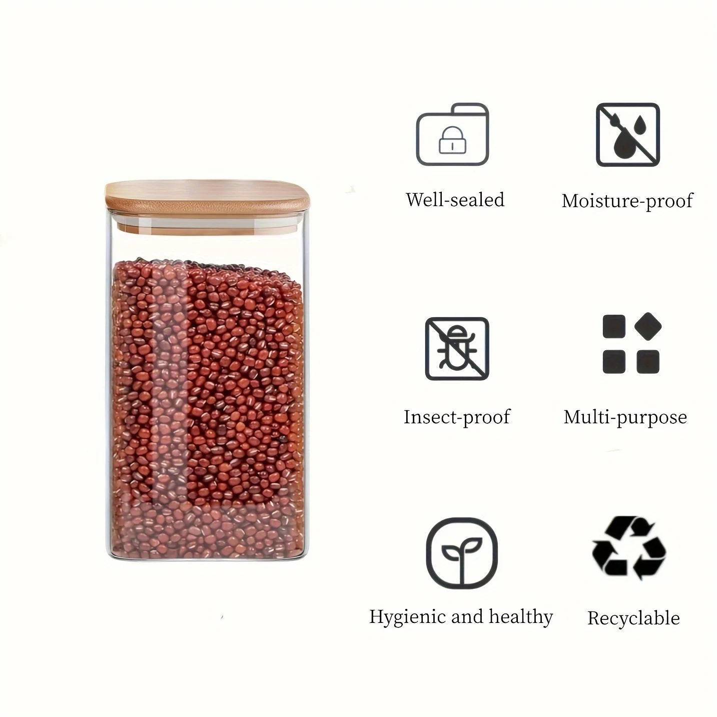 Set de Tarros de Vidrio de 10oz con Tapas Herméticas de Bambú – Almacenamiento Transparente