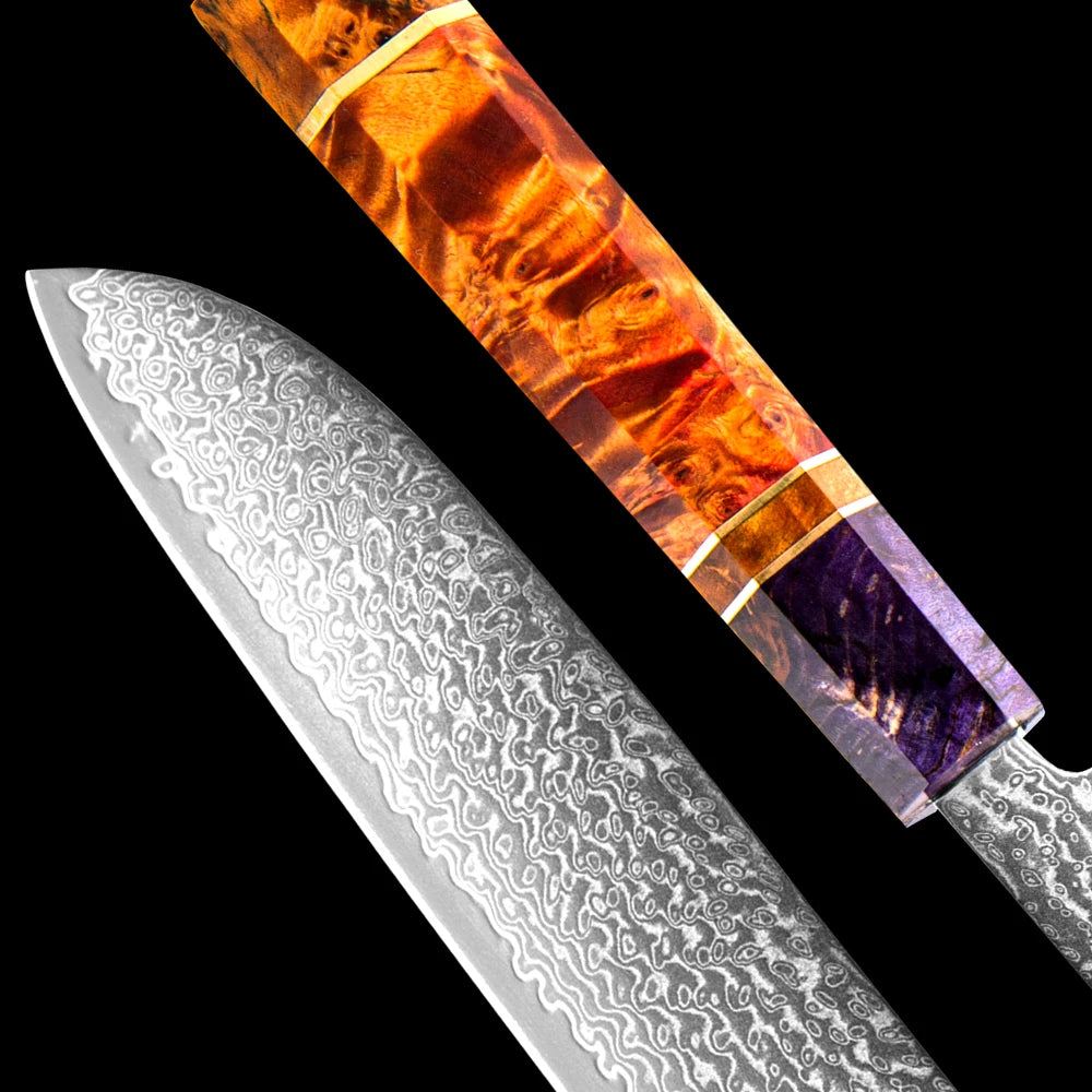 XITUO 5"inch Santoku Knife Damash Leather Stainless Steel Sharp Paring Knife Kitchen Peeling Chef Professional Utility Multi New