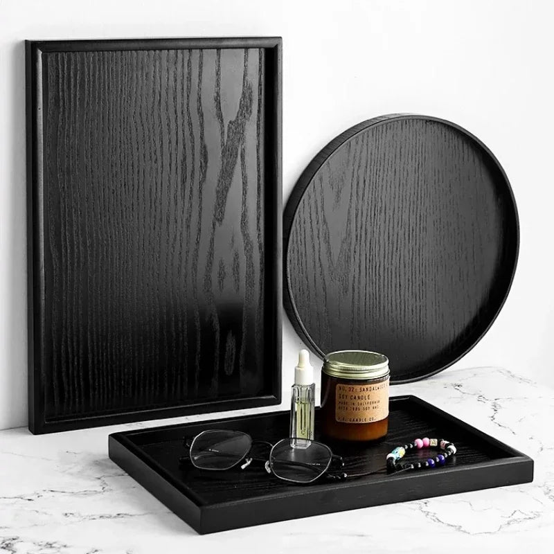 Bandeja Japonesa de Madera Negra – Elegancia y Funcionalidad