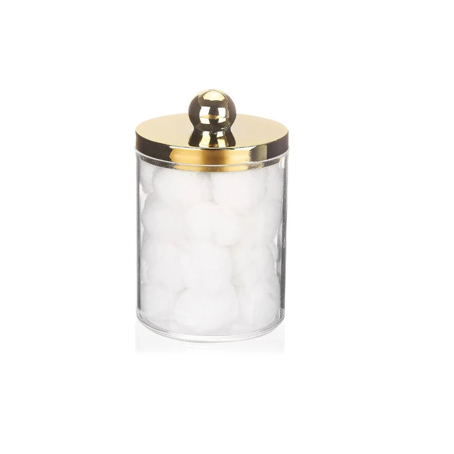 Set de Dispensadores de Hisopos – Organizadores de Baño con Tapas Doradas