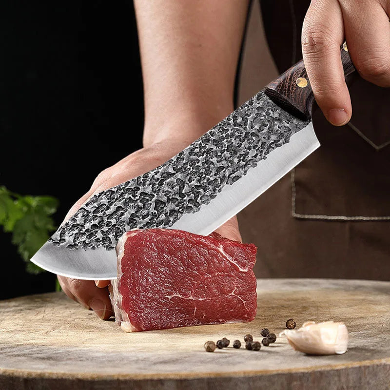 Stainless Steel Cleaver Knife Forged Kitchen Knives Meat Bone Butcher Knife Wood Handle Chinese Knife Kitchen Cooking Tools
