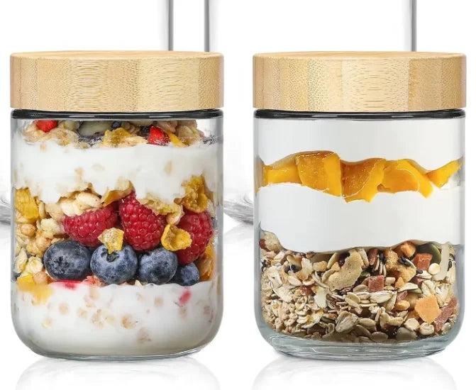 Tarros de Vidrio con Tapa Hermética de Bambú – Almacenamiento Multiusos