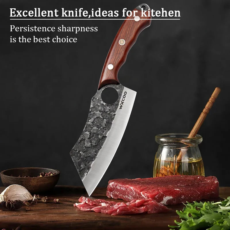 Cuchillo de Carnicero Forjado – Mango de Madera, Ideal para Cortar y Deshuesar Carne - 369 view