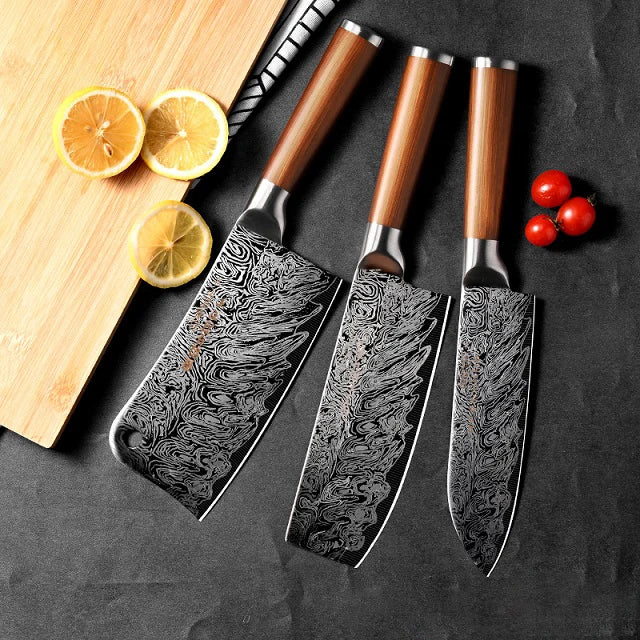 Juego de Cuchillos de Acero Damasco – Chef Profesional, Ideal para Carne y Verduras - 369 view