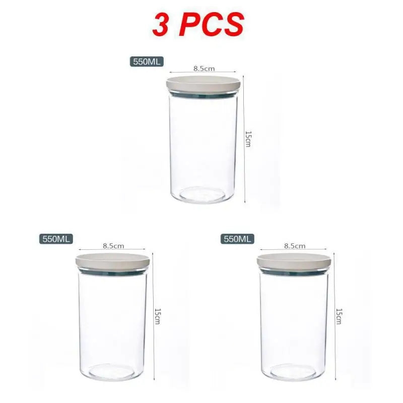 1/2/3PCS Food Container Storage Jars Transparent Food Canister For Mason Candy Spices Cookie Jar Sealed Ring Bottles Kitchen