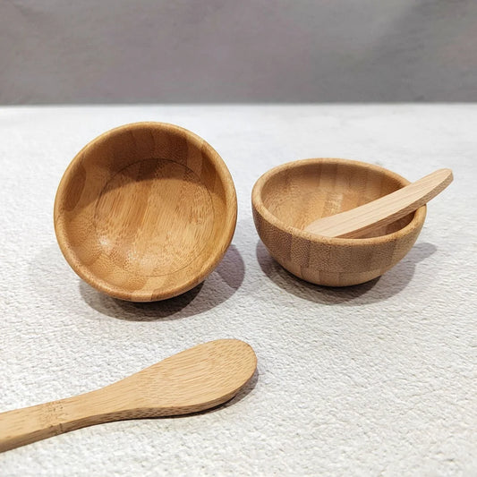 1/2/3pcs Mini Size Bamboo DIY Face Mask Mixing Bowl with Spoon Aromatherapy Bowl Set Massage Oil Face Care Makeup Tool Kits - 369 view