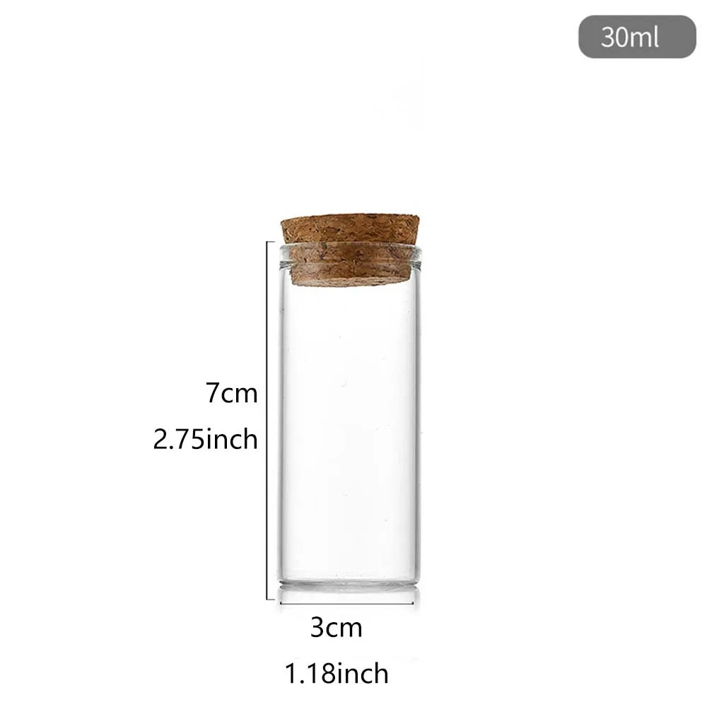 10ml/15ml/20ml/30ml/40ml/50ml/55ml/60ml/80ml/100ml  Cork Stopper Dragees Jars BottlesSmall Glass Test Tube with Cork 20 pieces - 369 view
