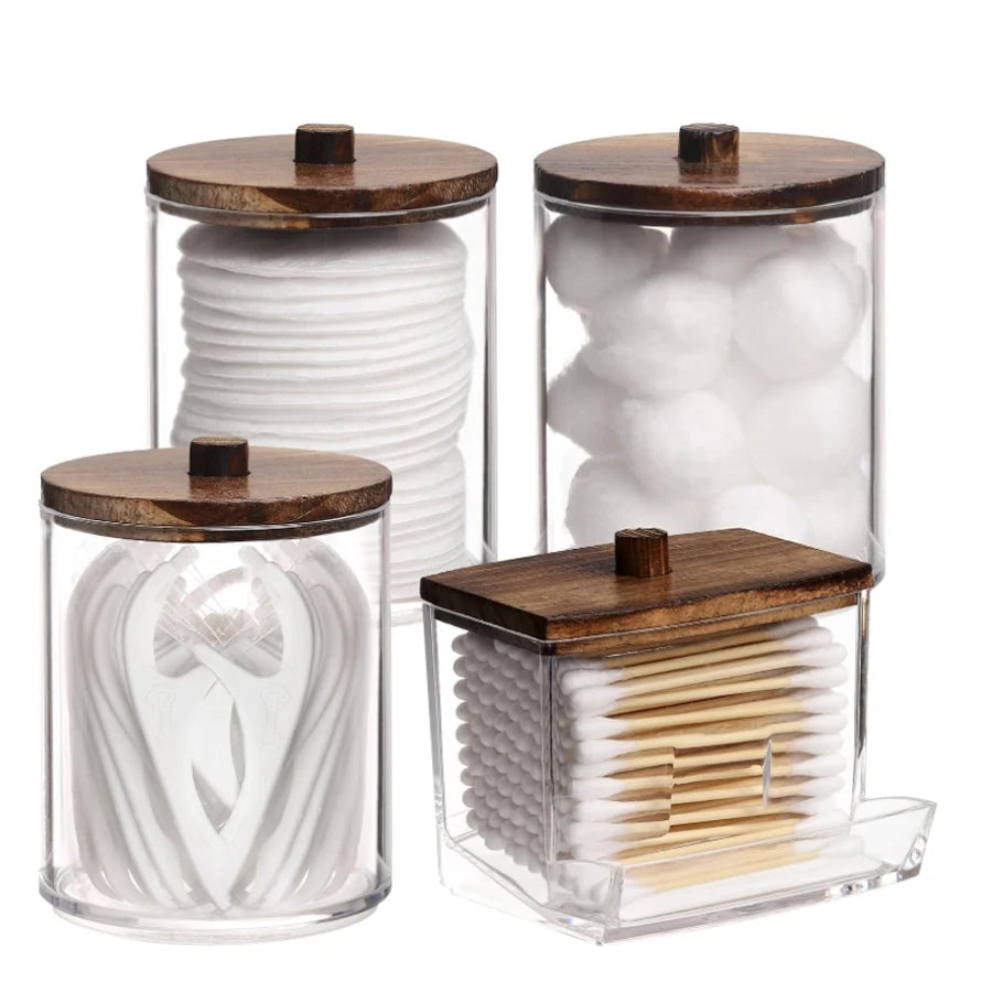 Acrylic swab Holders With Lid, Dust-proof Storage Jars for Swab, Jewelry, Powder Puffs, Beauty Eggs, Household Storage Box - 369 view