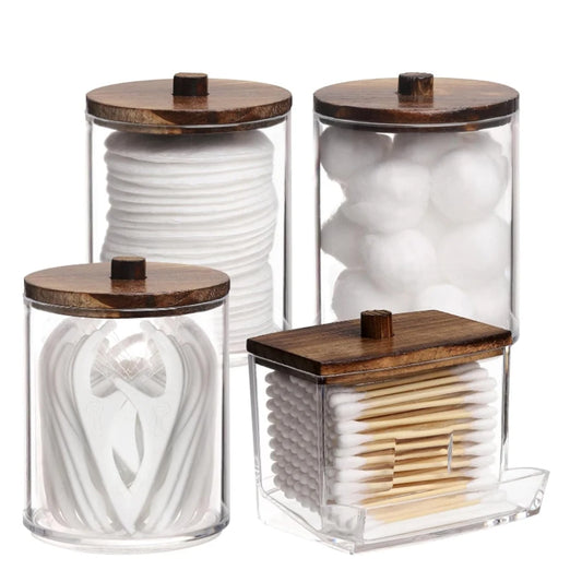 Acrylic swab Holders With Lid, Dust-proof Storage Jars for Swab, Jewelry, Powder Puffs, Beauty Eggs, Household Storage Box - 369 view