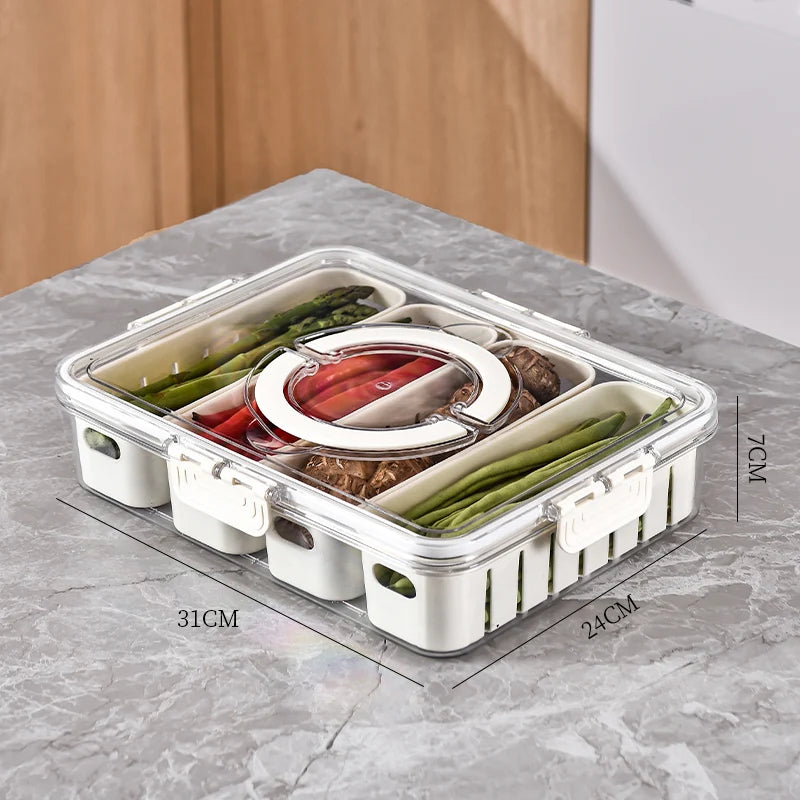 Caja de Almacenamiento con Drenaje y Asa – Organizador para Refrigerador