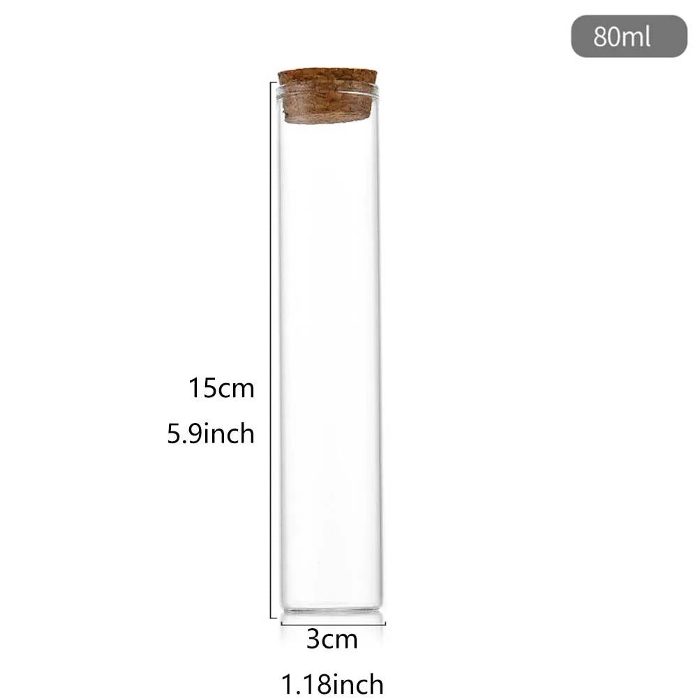 10ml/15ml/20ml/30ml/40ml/50ml/55ml/60ml/80ml/100ml  Cork Stopper Dragees Jars BottlesSmall Glass Test Tube with Cork 20 pieces - 369 view
