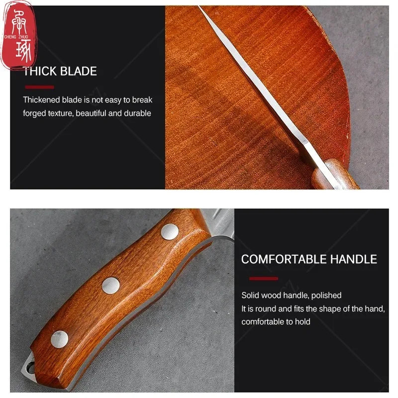 Cuchillo de Carnicero Forjado – Acero Inoxidable, Mango de Madera, Full Tang - 369 view