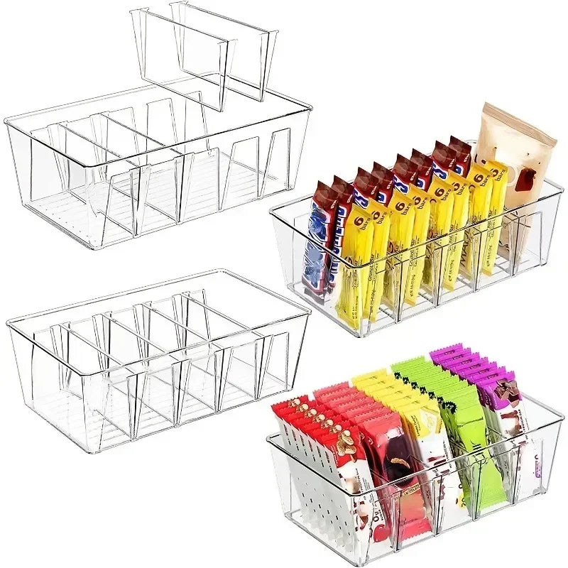 Caja Organizadora Transparente para Refrigerador – Almacenamiento con Divisor