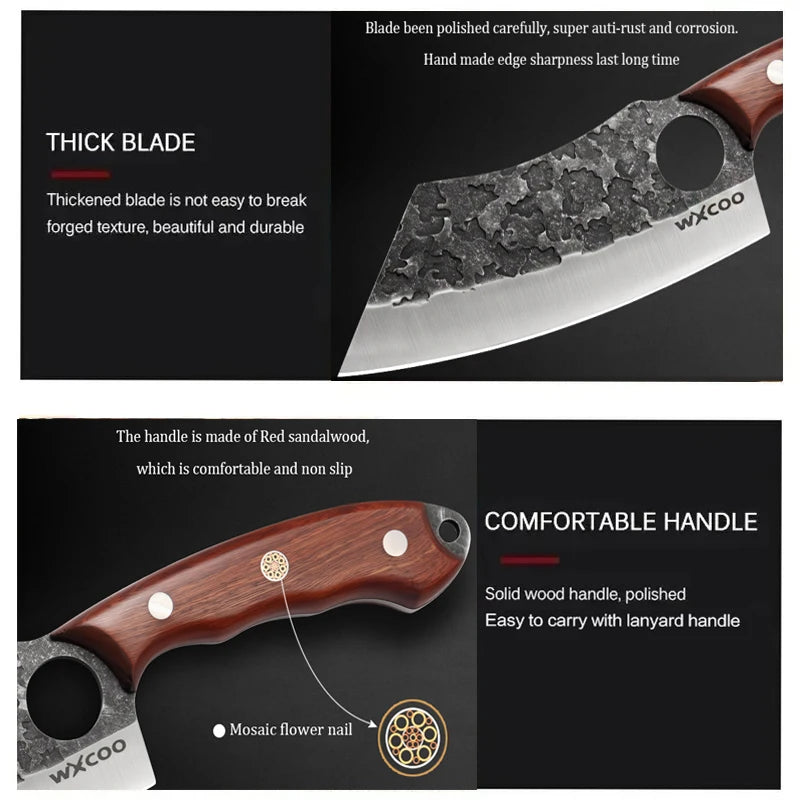 Cuchillo de Carnicero Forjado – Mango de Madera, Ideal para Cortar y Deshuesar Carne - 369 view