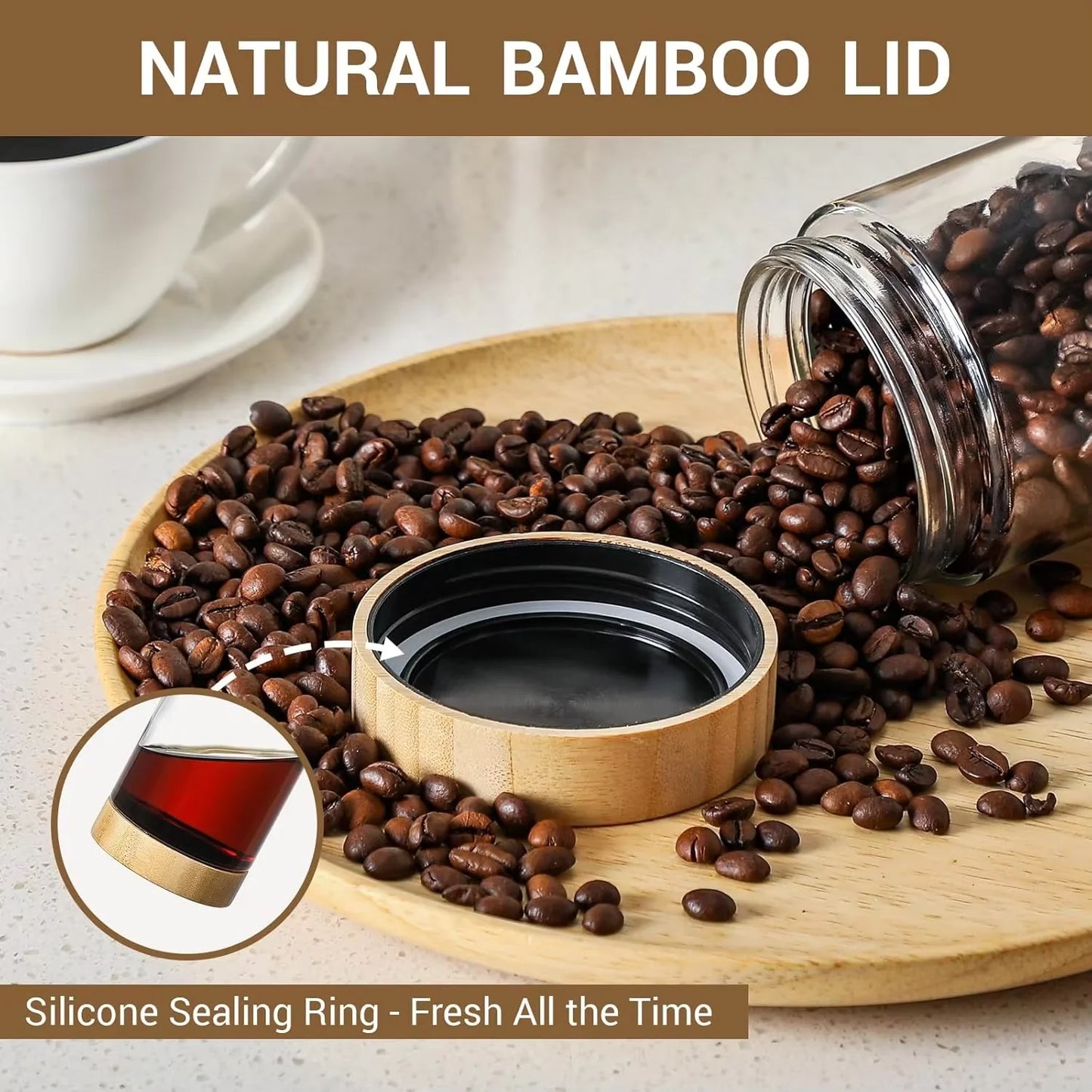 Tarros de Vidrio con Tapa Hermética de Bambú – Almacenamiento Multiusos