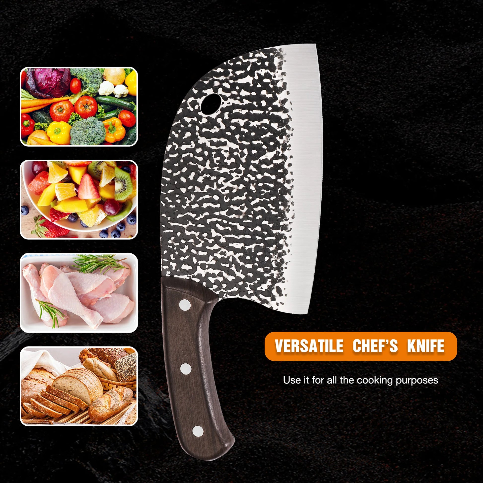Cuchillo de Carnicero Forjado – Acero Inoxidable, Mango de Madera, Hecho a Mano - 369 view