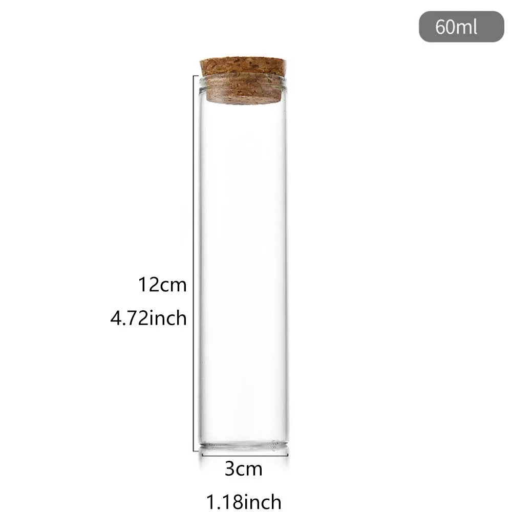 10ml/15ml/20ml/30ml/40ml/50ml/55ml/60ml/80ml/100ml  Cork Stopper Dragees Jars BottlesSmall Glass Test Tube with Cork 20 pieces - 369 view
