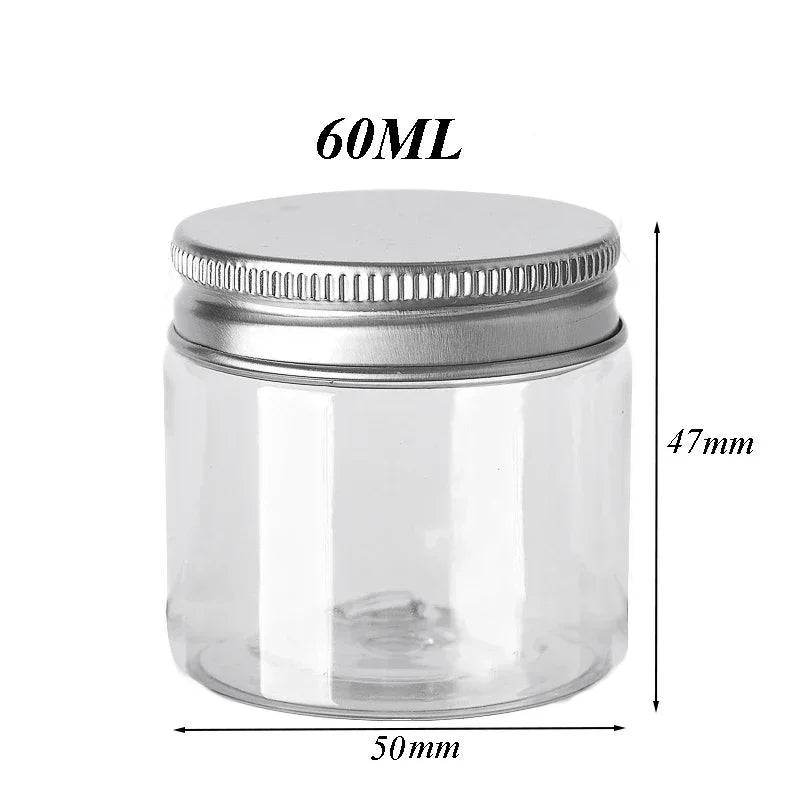 20Pcs 30/50/60/80/120/150ml Storage Jars With Lids Aluminum Round Canister Empty Plastic Cosmetic Jars Food Travel Bottle Pot