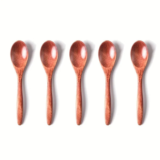 6PCS Wooden Tea Spoon Long Coffee Spoons Small Teaspoon Set Wood Honey Dessert Spoon Coffee Drink Stirrer Teaspoons Tableware - 369 view