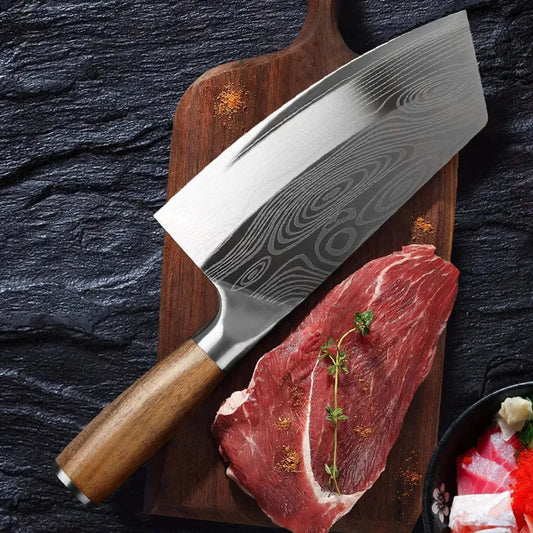 Cuchillo de Carnicero Profesional con Patrón Damasco Láser - 369 view