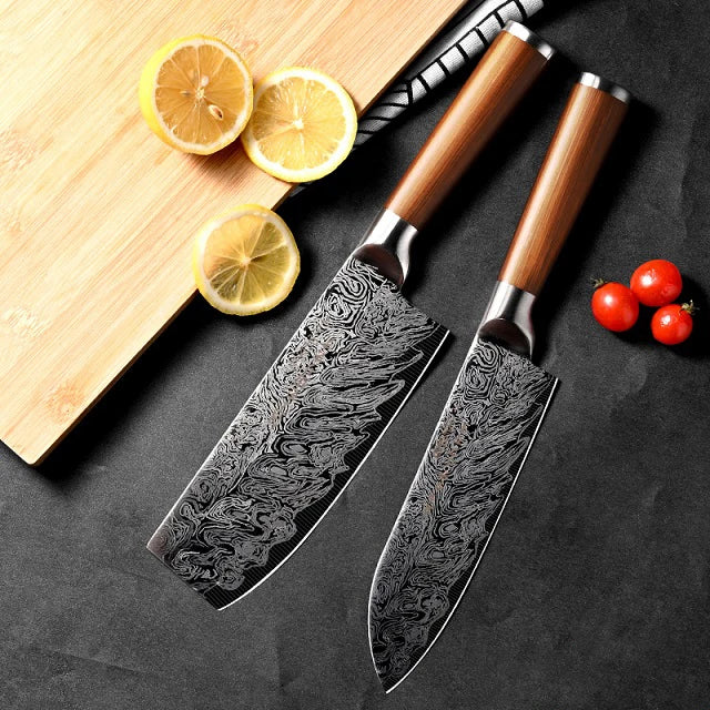 Juego de Cuchillos de Acero Damasco – Chef Profesional, Ideal para Carne y Verduras - 369 view