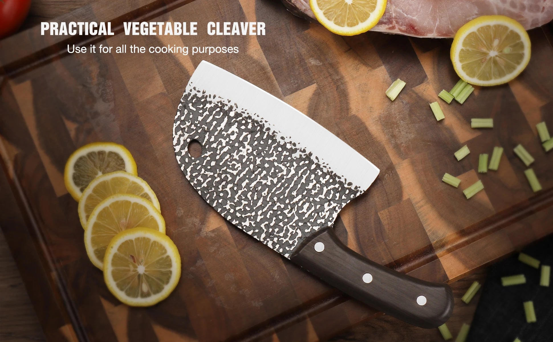Cuchillo de Carnicero Forjado – Acero Inoxidable, Mango de Madera, Hecho a Mano - 369 view
