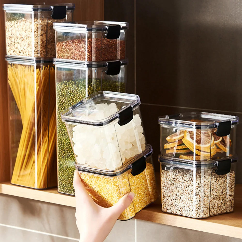 460-1800ml Sets Stackable Kitchen Sealed Jar Plastic Food Storage Box Multigrain Tank Bottle Dried Fruit Tea Storage Containers