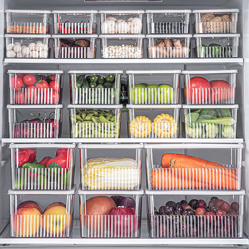 Organizador Transparente para Refrigerador – Contenedores de Almacenamiento de Alimentos