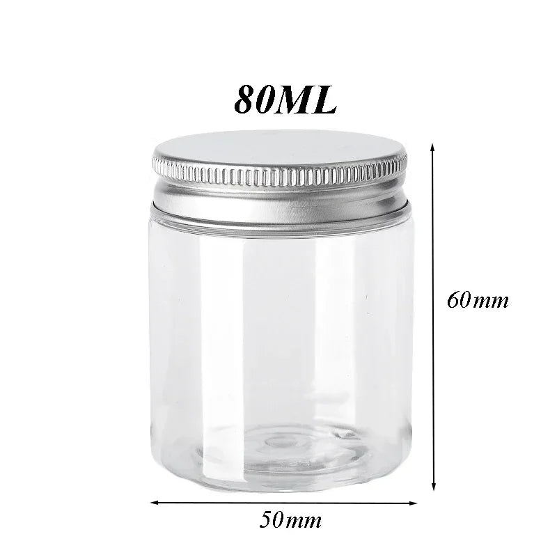 20Pcs 30/50/60/80/120/150ml Storage Jars With Lids Aluminum Round Canister Empty Plastic Cosmetic Jars Food Travel Bottle Pot