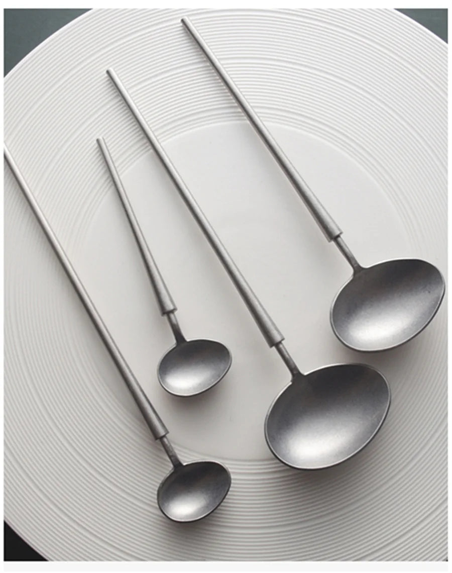 Cuchara de Acero Inoxidable Vintage Japonesa – Diseño Creativo 304