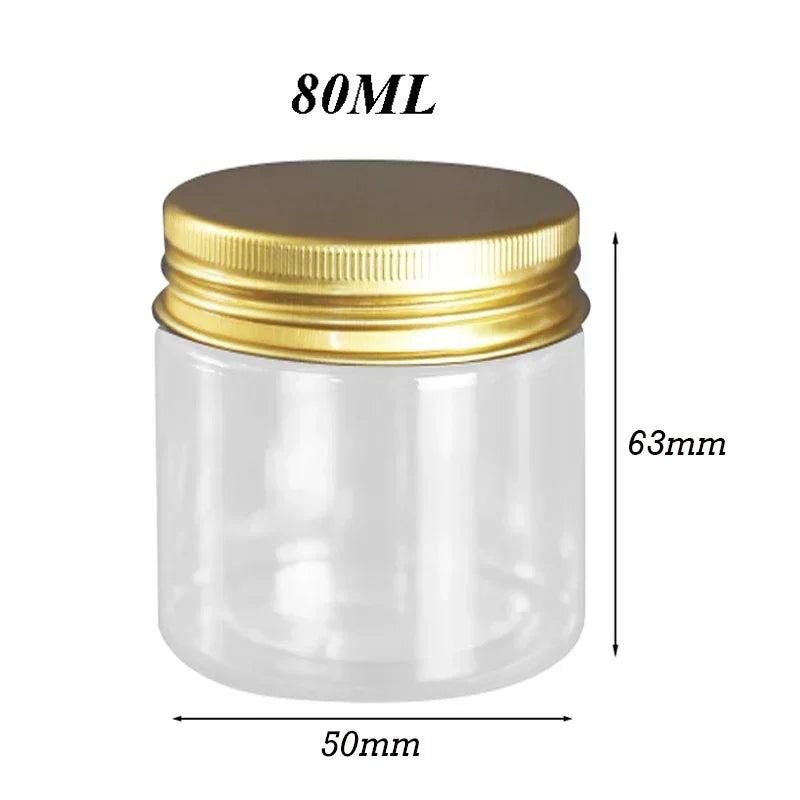 20Pcs 30/50/60/80/120/150ml Storage Jars With Lids Aluminum Round Canister Empty Plastic Cosmetic Jars Food Travel Bottle Pot