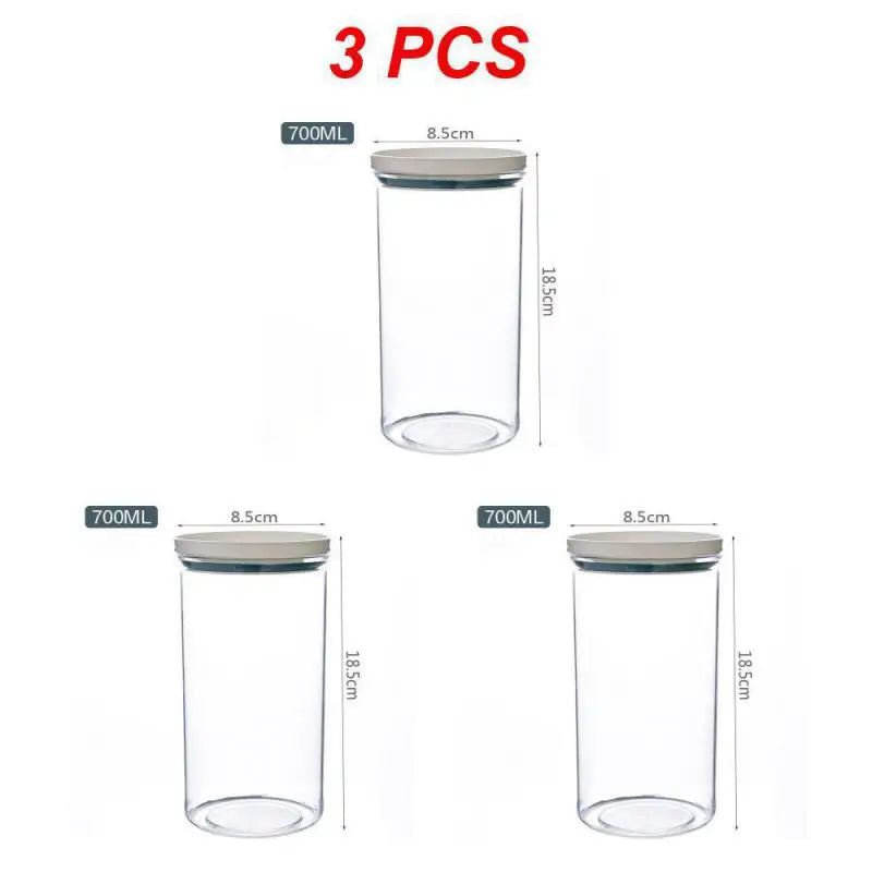 1/2/3PCS Food Container Storage Jars Transparent Food Canister For Mason Candy Spices Cookie Jar Sealed Ring Bottles Kitchen