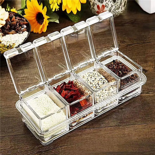 Clear Seasoning Jars Kitchen Organizer Storage Boxes Condiment Containers with Lids Spice Sugar Salt Bottle Kitchen Accessories - 369 view