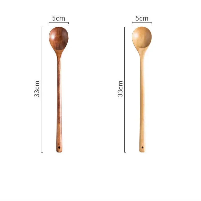 Long Wooden Stirring Spoon Natural Wood Soup Tableware Cooking Honey Coffee Spoon Mixing Spoon Wood Utensils VIE LENTE - 369 view