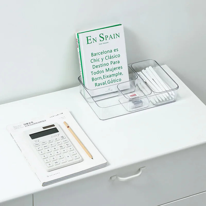 Caja Organizadora Transparente de Plástico – Almacenamiento para Escritorio y Tocador