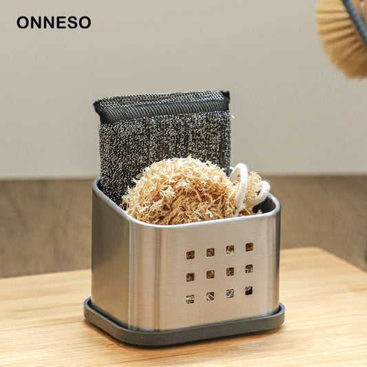 Soporte de Acero Inoxidable para Esponjas – Organizador de Cocina con Drenaje