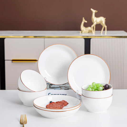 Juego de Vajilla de Porcelana – 8 Piezas de Cerámica Elegante