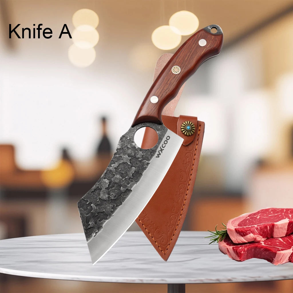 Cuchillo de Carnicero Forjado – Mango de Madera, Ideal para Cortar y Deshuesar Carne - 369 view
