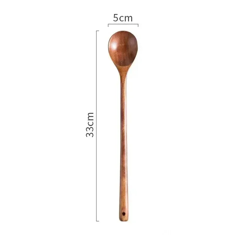 Long Wooden Stirring Spoon Natural Wood Soup Tableware Cooking Honey Coffee Spoon Mixing Spoon Wood Utensils VIE LENTE - 369 view