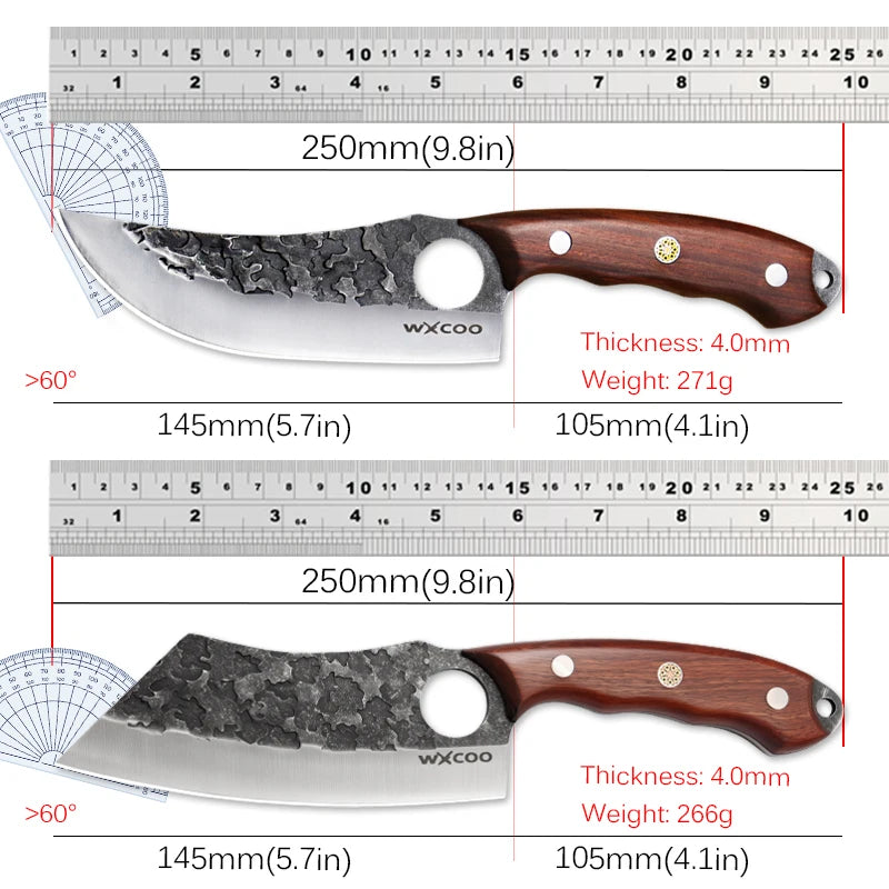 Cuchillo de Carnicero Forjado – Mango de Madera, Ideal para Cortar y Deshuesar Carne - 369 view