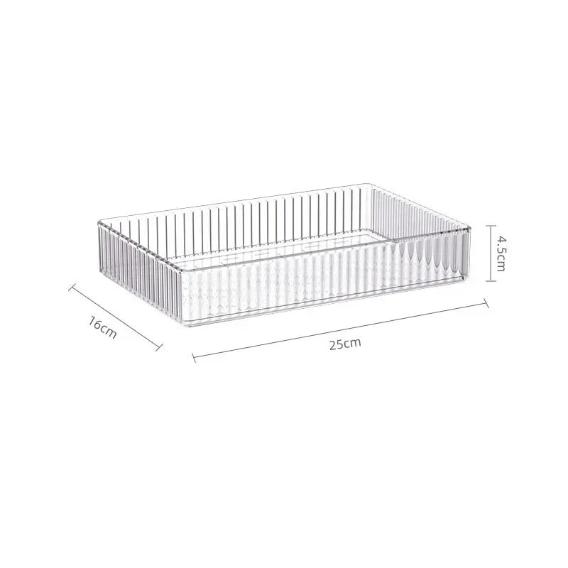 Unlimited Desk Drawer Organizers Set Plastic Bathroom Storage Makeup Organizer Clear Transparent Storage Box Bins Kitchen Gadget