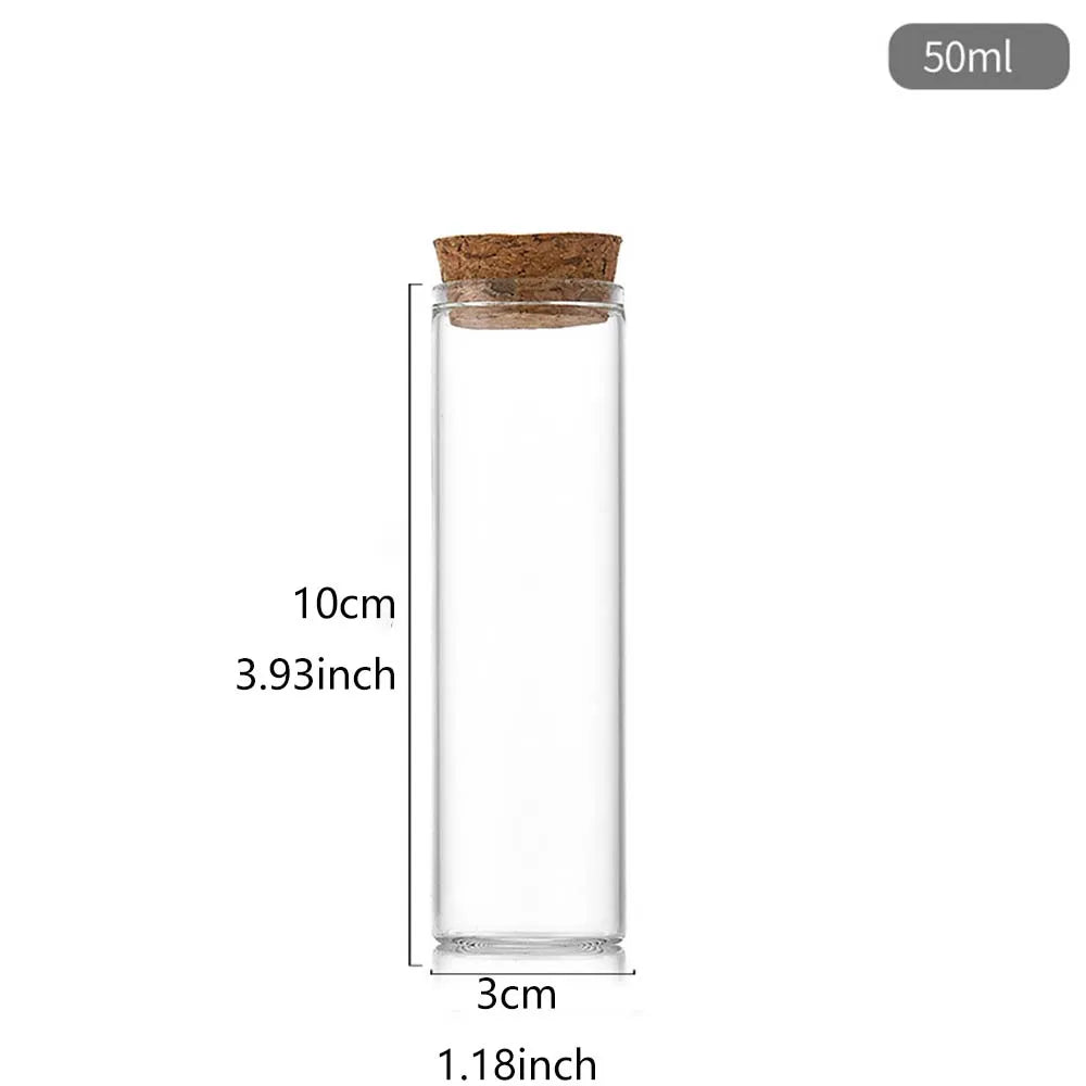 10ml/15ml/20ml/30ml/40ml/50ml/55ml/60ml/80ml/100ml  Cork Stopper Dragees Jars BottlesSmall Glass Test Tube with Cork 20 pieces - 369 view
