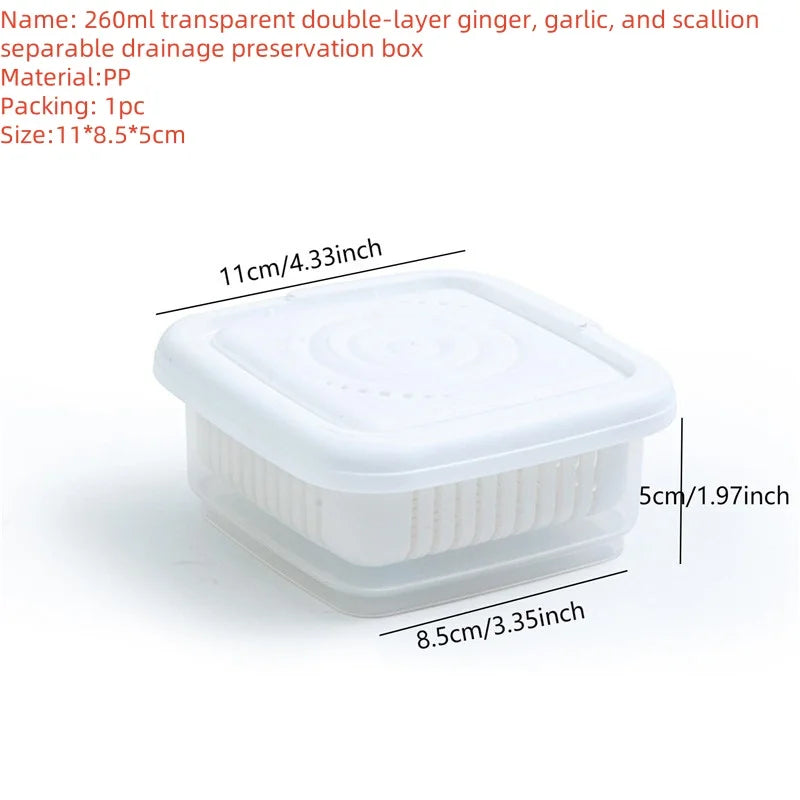 Caja de Almacenamiento para Refrigerador con Drenaje – Organizador de Frutas y Verduras