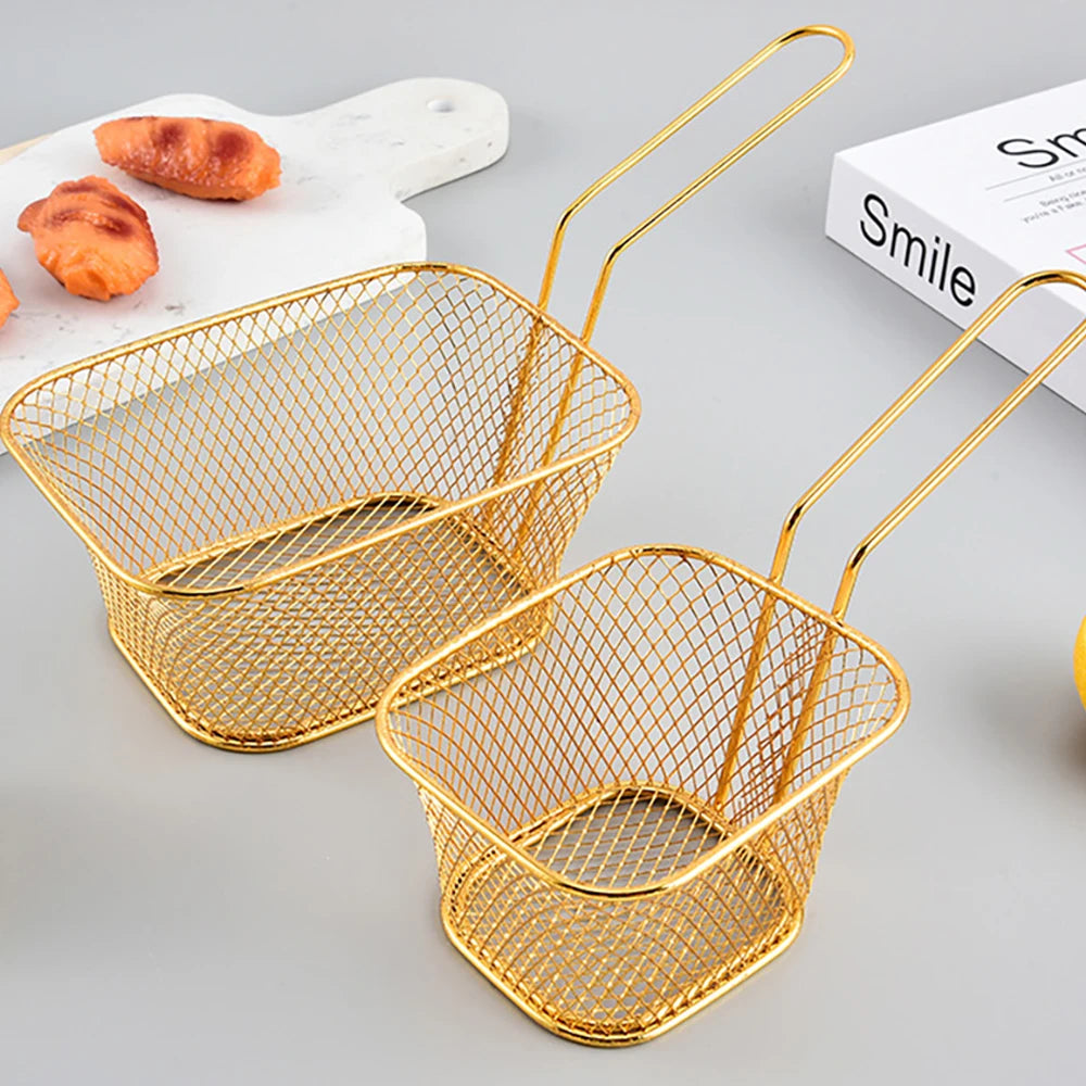 1PC Stainless Steel Frying Basket Multifunctional Mini French Fries Frying Basket Creative Square Oil Separated Frying Basket - 369 view